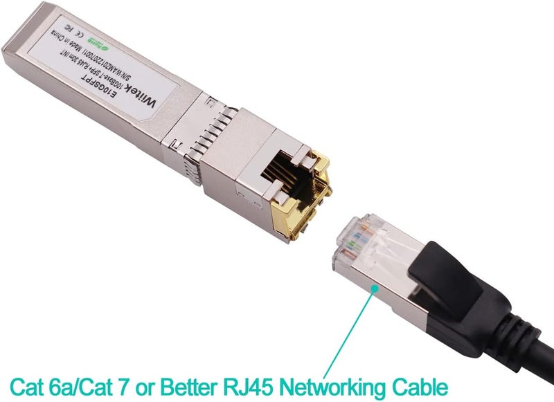 Wiitek 10G SFP+ to RJ45 Copper Modules, 1.25G/2.5G/5G/10GBase-T Ethernet Copper to SFP+ Transceiver Compatible for Intel E10GSFPT(Cat 6a/7 or Better, 30-Meter) - Image 4
